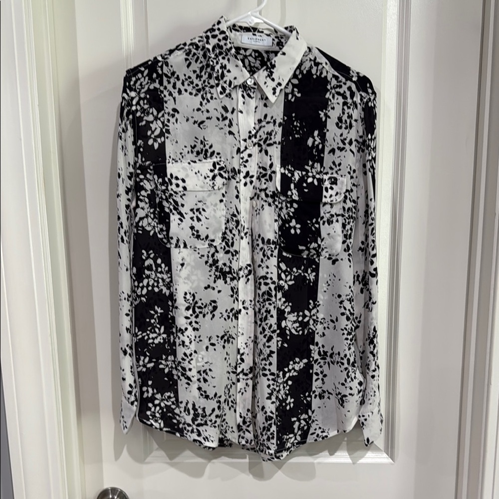Equipment Brand Black and White Patterned women’s blouse
